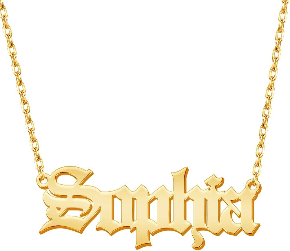 TinyName Custom Name Necklace Personalized 18K Gold Plated Nameplate Customized Jewelry Gift for Women