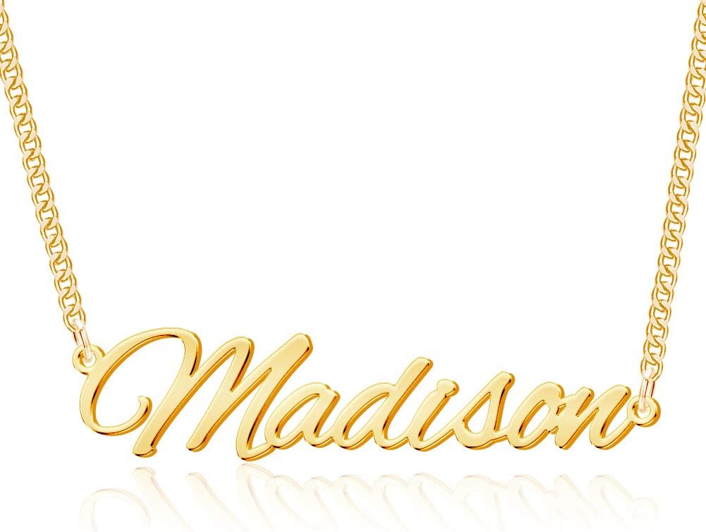 TinyName Custom Name Necklace Personalized 18K Gold Plated Nameplate Customized Jewelry Gift for Women