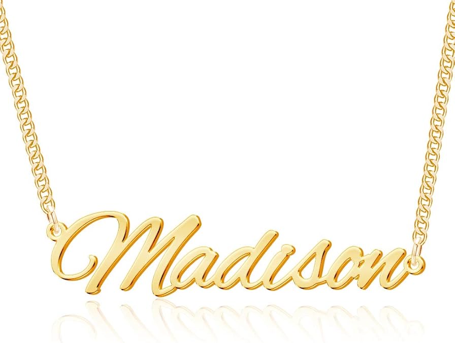 TinyName Custom Name Necklace Personalized 18K Gold Plated Nameplate Customized Jewelry Gift for Women