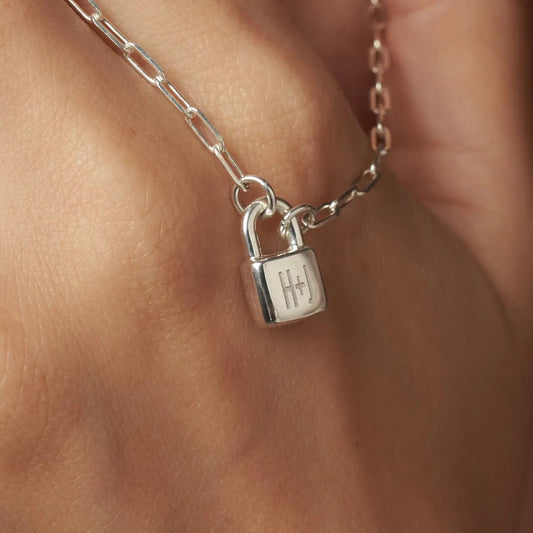 OAK & LUNA - Personalized Initial Lock Necklace with Diamond Options