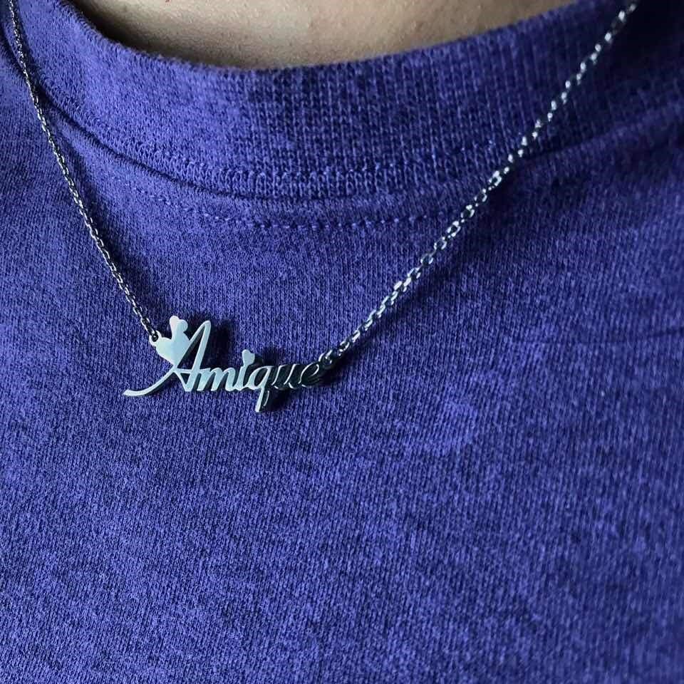 TinyName Custom Name Necklace Personalized 18K Gold Plated Nameplate Customized Jewelry Gift for Women