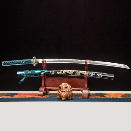Longquan sword handmade 1060 high manganese steel sword Japanese command sword one-piece forged hard sword unsharpened