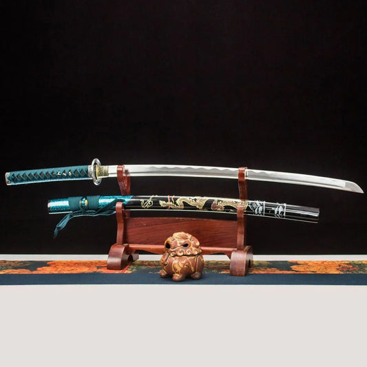 Longquan sword handmade 1060 high manganese steel sword Japanese command sword one-piece forged hard sword unsharpened