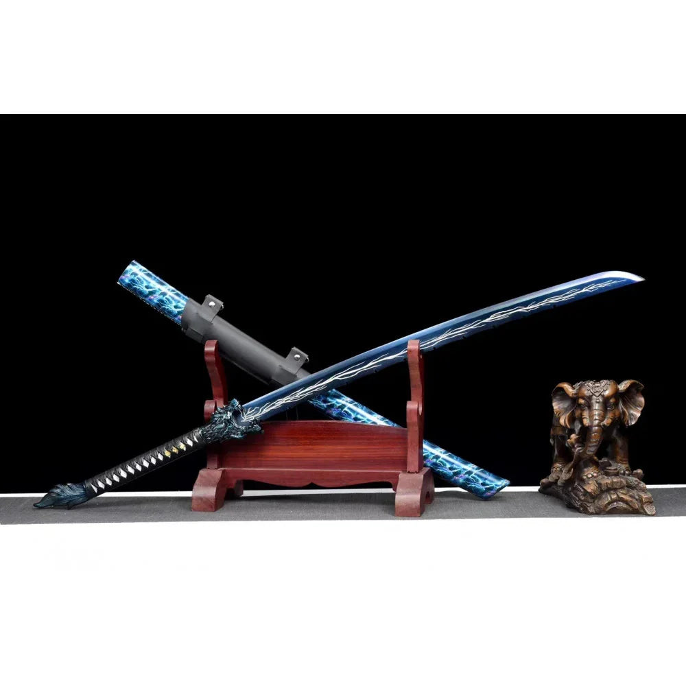 Authentic Longquan live broadcast of the same Longyuan Han sword high manganese steel one-piece forging Tang horizontal sword collection gift unsharpened