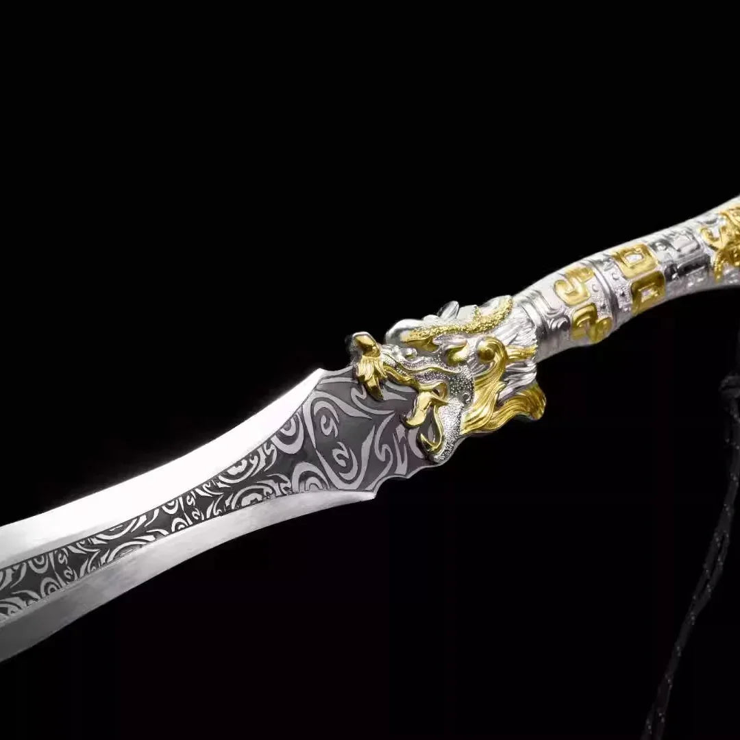 Longquan City Collection of Swords Hard Swords Golden Dragon Silver Dragon War Sword Portable One-piece Sword High Manganese Steel Cold Weapon Unsharpened