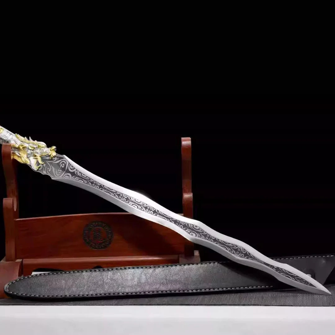 Longquan City Collection of Swords Hard Swords Golden Dragon Silver Dragon War Sword Portable One-piece Sword High Manganese Steel Cold Weapon Unsharpened