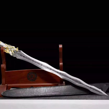 Longquan City Collection of Swords Hard Swords Golden Dragon Silver Dragon War Sword Portable One-piece Sword High Manganese Steel Cold Weapon Unsharpened