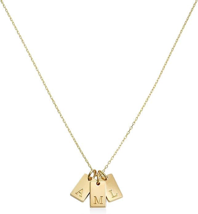 OAK & LUNA - Personalized Willow Tag Initial Necklace with Diamond Option - Dainty Gift for Her, Woman - Custom Jewelry for Christmas, Mother's Day