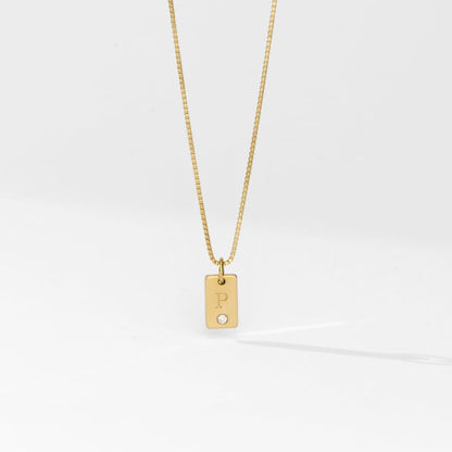 OAK & LUNA - Personalized Willow Tag Initial Necklace with Diamond Option - Dainty Gift for Her, Woman - Custom Jewelry for Christmas, Mother's Day