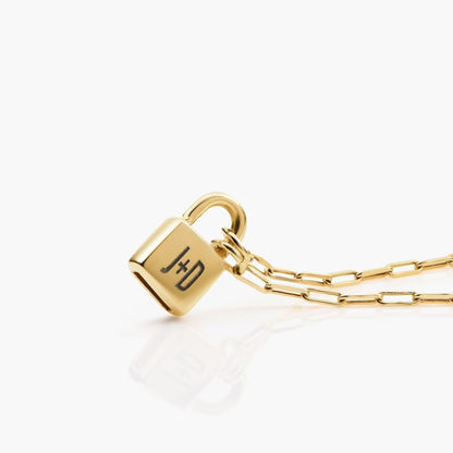 OAK & LUNA - Personalized Initial Lock Necklace with Diamond Options