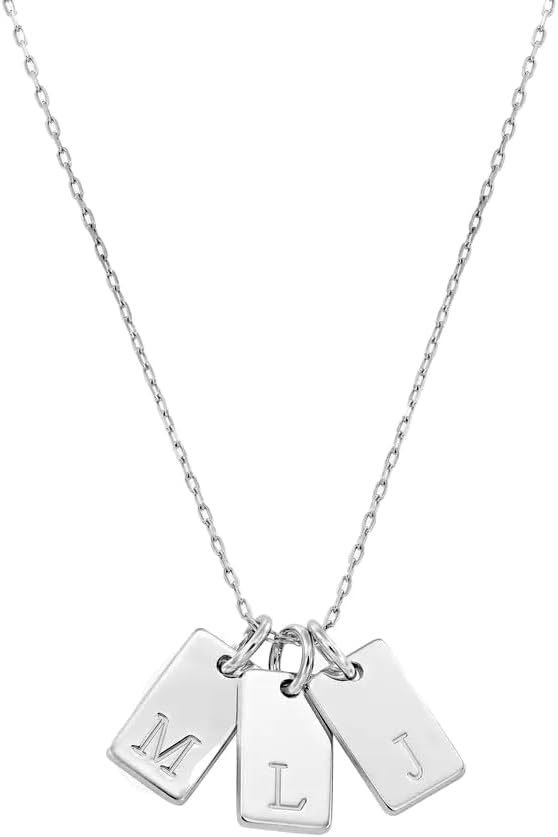 OAK & LUNA - Personalized Willow Tag Initial Necklace with Diamond Option - Dainty Gift for Her, Woman - Custom Jewelry for Christmas, Mother's Day