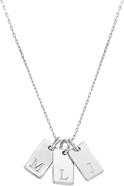 OAK & LUNA - Personalized Willow Tag Initial Necklace with Diamond Option - Dainty Gift for Her, Woman - Custom Jewelry for Christmas, Mother's Day