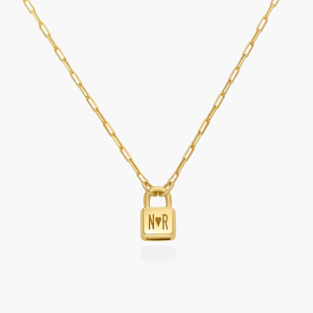 OAK & LUNA - Personalized Initial Lock Necklace with Diamond Options