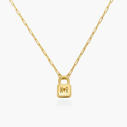 OAK & LUNA - Personalized Initial Lock Necklace with Diamond Options
