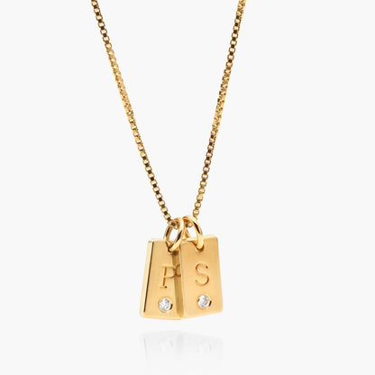 OAK & LUNA - Personalized Willow Tag Initial Necklace with Diamond Option - Dainty Gift for Her, Woman - Custom Jewelry for Christmas, Mother's Day