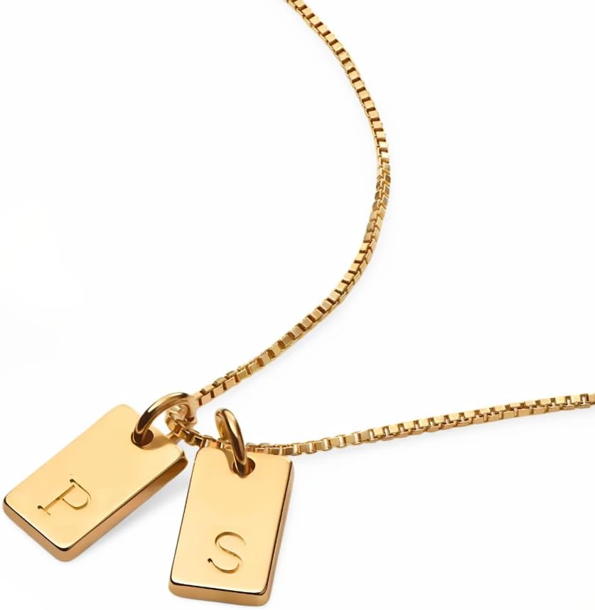 OAK & LUNA - Personalized Willow Tag Initial Necklace with Diamond Option - Dainty Gift for Her, Woman - Custom Jewelry for Christmas, Mother's Day