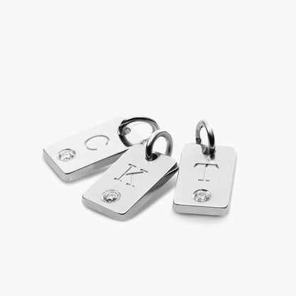 OAK & LUNA - Personalized Willow Tag Initial Necklace with Diamond Option - Dainty Gift for Her, Woman - Custom Jewelry for Christmas, Mother's Day