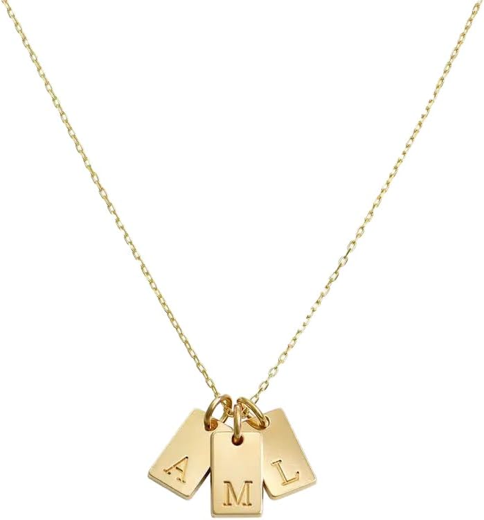 OAK & LUNA - Personalized Willow Tag Initial Necklace with Diamond Option - Dainty Gift for Her, Woman - Custom Jewelry for Christmas, Mother's Day