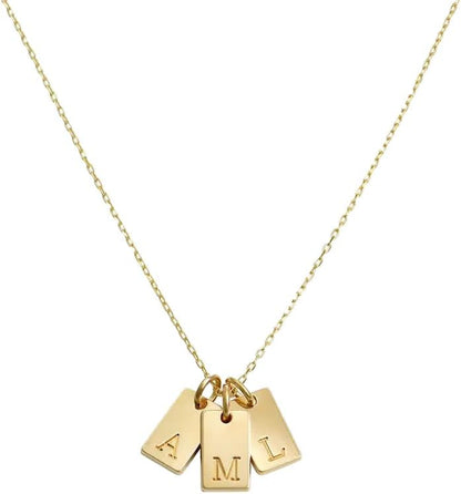 OAK & LUNA - Personalized Willow Tag Initial Necklace with Diamond Option - Dainty Gift for Her, Woman - Custom Jewelry for Christmas, Mother's Day