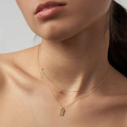 OAK & LUNA - Personalized Willow Tag Initial Necklace with Diamond Option - Dainty Gift for Her, Woman - Custom Jewelry for Christmas, Mother's Day