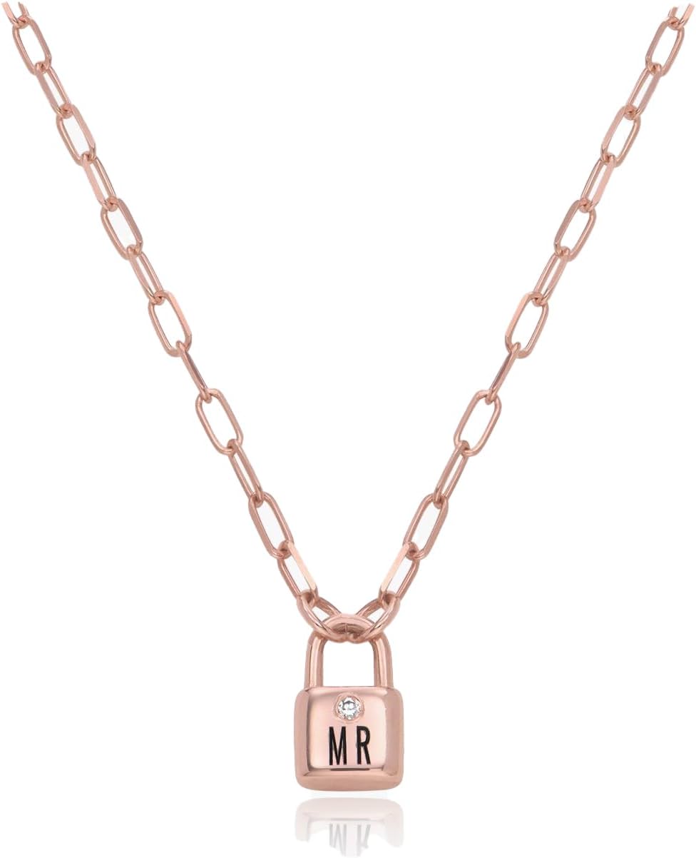OAK & LUNA - Personalized Initial Lock Necklace with Diamond Options