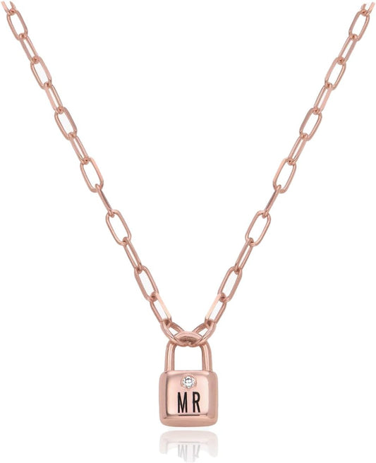 OAK & LUNA - Personalized Initial Lock Necklace with Diamond Options