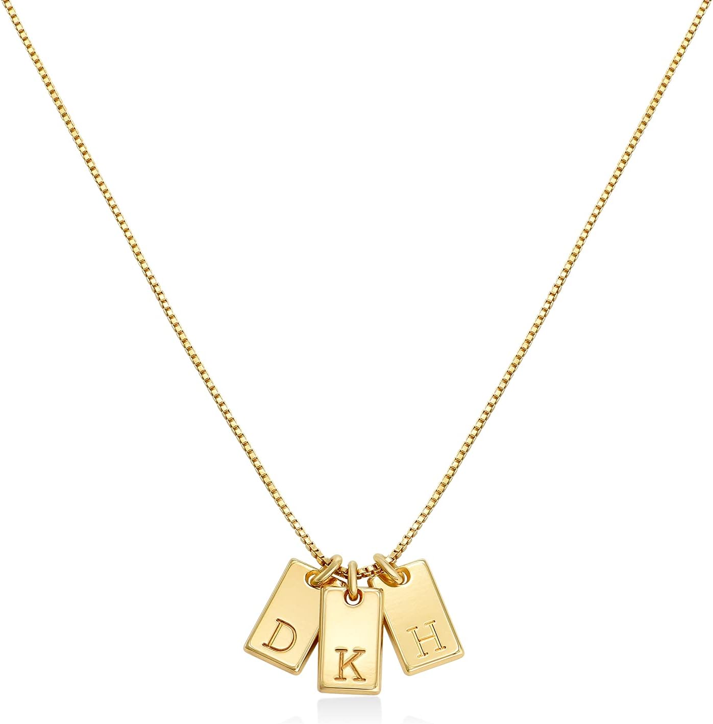 OAK & LUNA - Personalized Willow Tag Initial Necklace with Diamond Option - Dainty Gift for Her, Woman - Custom Jewelry for Christmas, Mother's Day