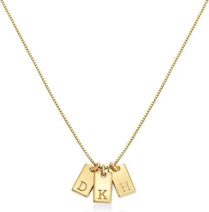 OAK & LUNA - Personalized Willow Tag Initial Necklace with Diamond Option - Dainty Gift for Her, Woman - Custom Jewelry for Christmas, Mother's Day