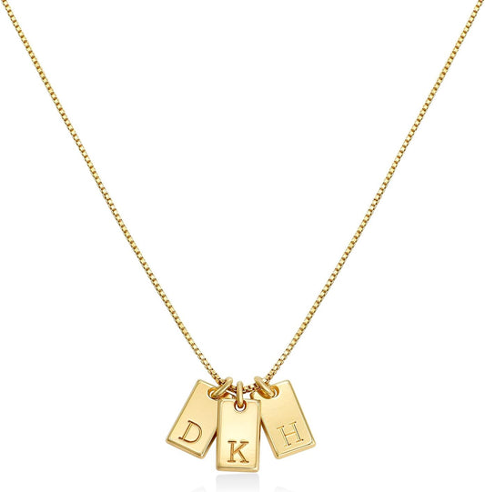 OAK & LUNA - Personalized Willow Tag Initial Necklace with Diamond Option - Dainty Gift for Her, Woman - Custom Jewelry for Christmas, Mother's Day