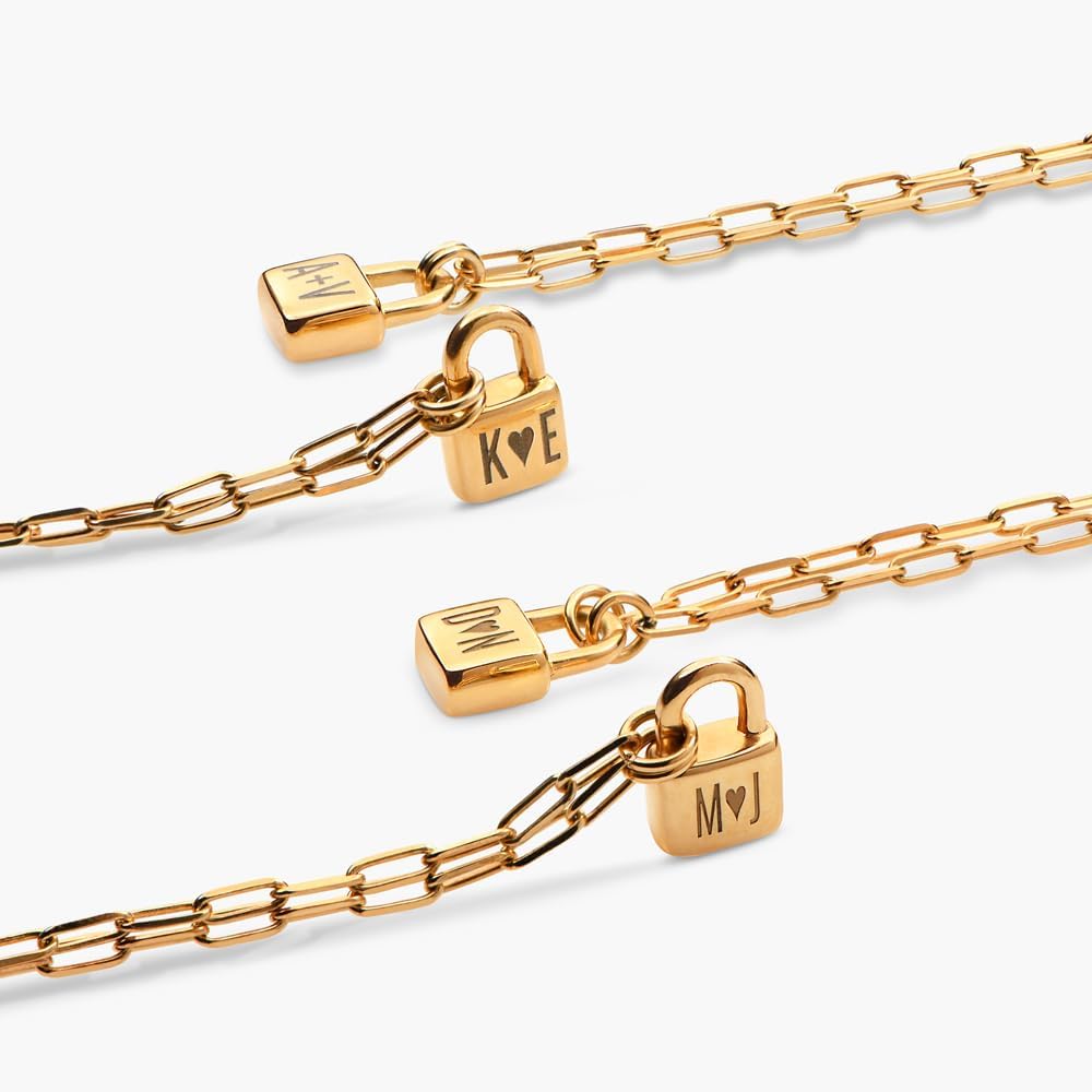 OAK & LUNA - Personalized Initial Lock Necklace with Diamond Options