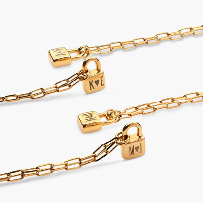 OAK & LUNA - Personalized Initial Lock Necklace with Diamond Options