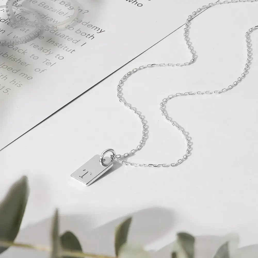 OAK & LUNA - Personalized Willow Tag Initial Necklace with Diamond Option - Dainty Gift for Her, Woman - Custom Jewelry for Christmas, Mother's Day