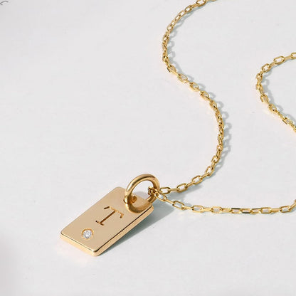 OAK & LUNA - Personalized Willow Tag Initial Necklace with Diamond Option - Dainty Gift for Her, Woman - Custom Jewelry for Christmas, Mother's Day