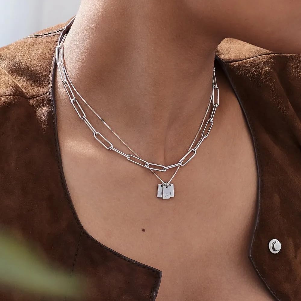 OAK & LUNA - Personalized Willow Tag Initial Necklace with Diamond Option - Dainty Gift for Her, Woman - Custom Jewelry for Christmas, Mother's Day