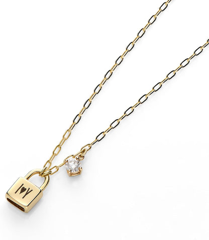 OAK & LUNA - Personalized Initial Lock Necklace with Diamond Options
