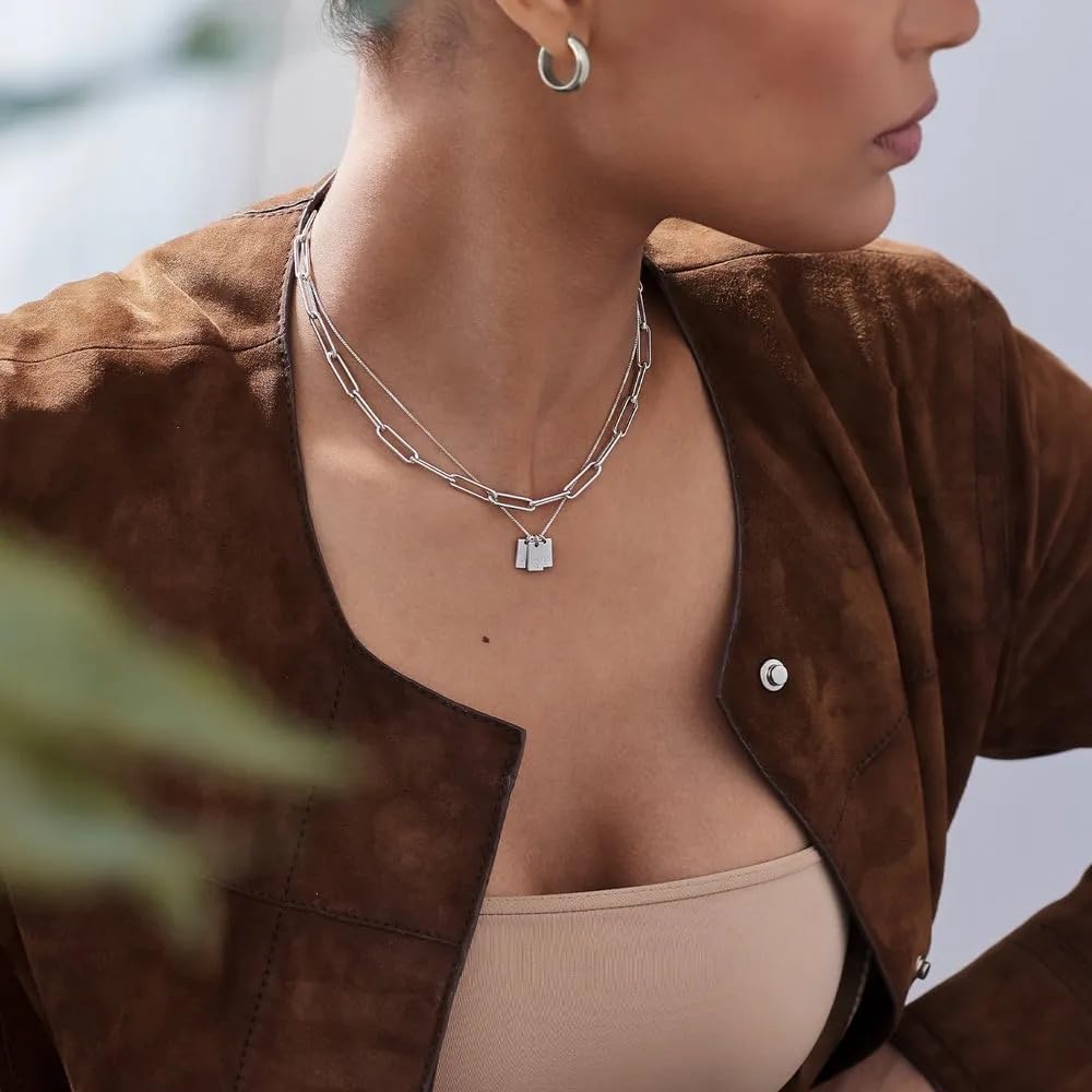 OAK & LUNA - Personalized Willow Tag Initial Necklace with Diamond Option - Dainty Gift for Her, Woman - Custom Jewelry for Christmas, Mother's Day