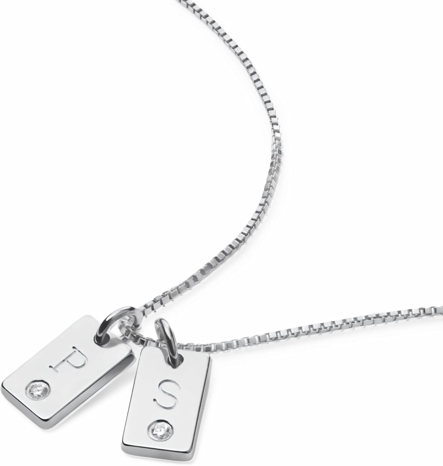 OAK & LUNA - Personalized Willow Tag Initial Necklace with Diamond Option - Dainty Gift for Her, Woman - Custom Jewelry for Christmas, Mother's Day