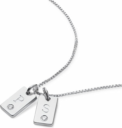 OAK & LUNA - Personalized Willow Tag Initial Necklace with Diamond Option - Dainty Gift for Her, Woman - Custom Jewelry for Christmas, Mother's Day