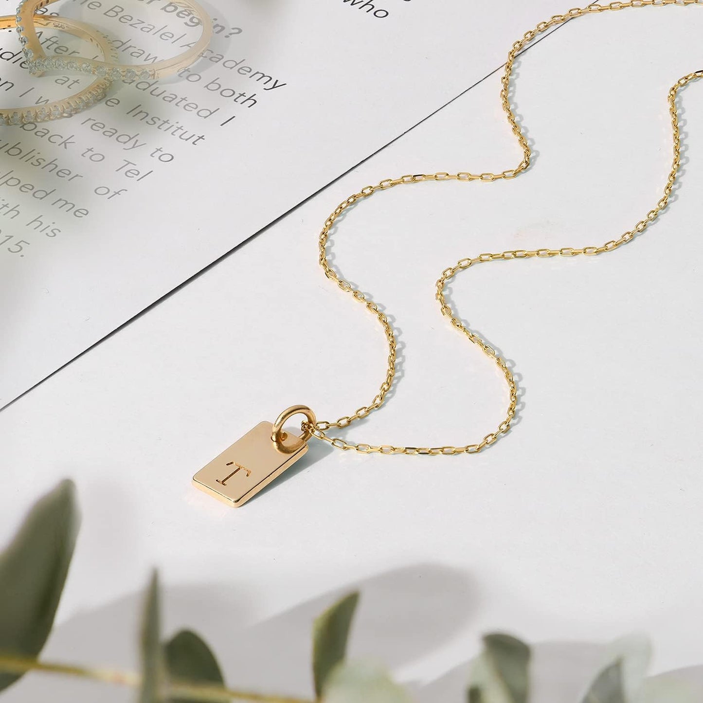 OAK & LUNA - Personalized Willow Tag Initial Necklace with Diamond Option - Dainty Gift for Her, Woman - Custom Jewelry for Christmas, Mother's Day