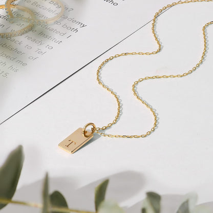 OAK & LUNA - Personalized Willow Tag Initial Necklace with Diamond Option - Dainty Gift for Her, Woman - Custom Jewelry for Christmas, Mother's Day