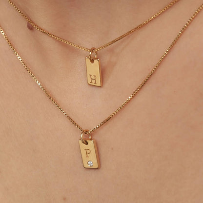 OAK & LUNA - Personalized Willow Tag Initial Necklace with Diamond Option - Dainty Gift for Her, Woman - Custom Jewelry for Christmas, Mother's Day