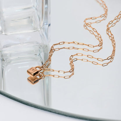 OAK & LUNA - Personalized Initial Lock Necklace with Diamond Options