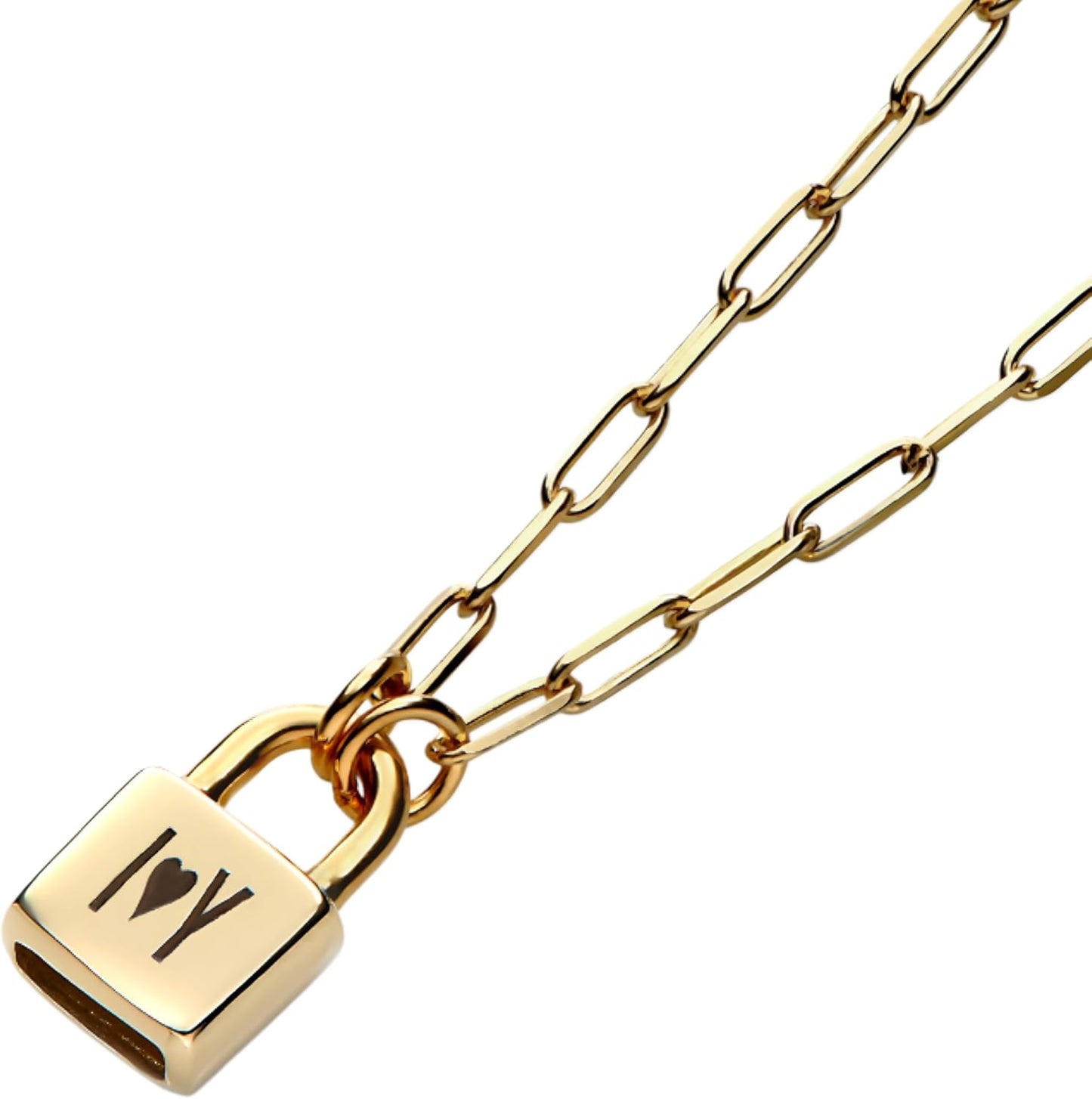 OAK & LUNA - Personalized Initial Lock Necklace with Diamond Options