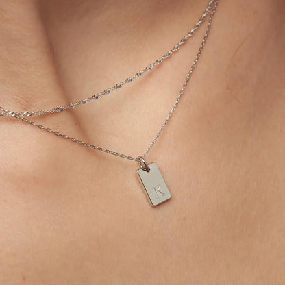 OAK & LUNA - Personalized Willow Tag Initial Necklace with Diamond Option - Dainty Gift for Her, Woman - Custom Jewelry for Christmas, Mother's Day