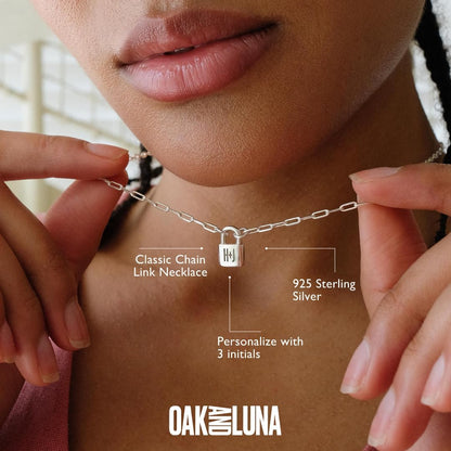 OAK & LUNA - Personalized Initial Lock Necklace with Diamond Options