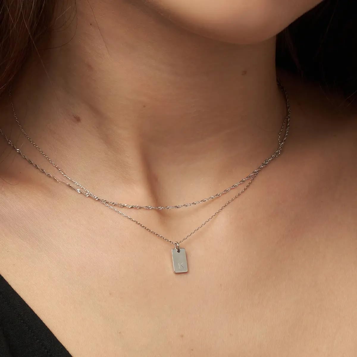 OAK & LUNA - Personalized Willow Tag Initial Necklace with Diamond Option - Dainty Gift for Her, Woman - Custom Jewelry for Christmas, Mother's Day