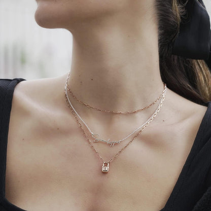OAK & LUNA - Personalized Initial Lock Necklace with Diamond Options