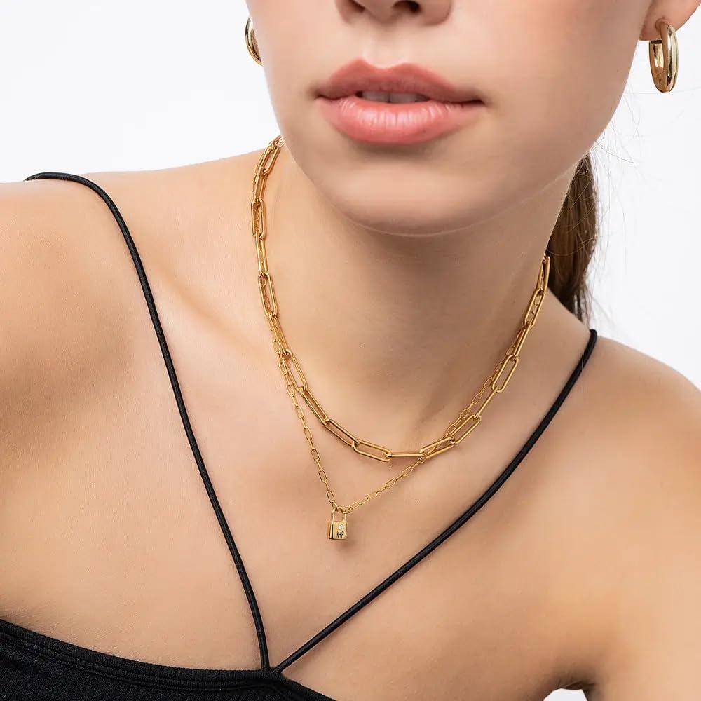 OAK & LUNA - Personalized Initial Lock Necklace with Diamond Options