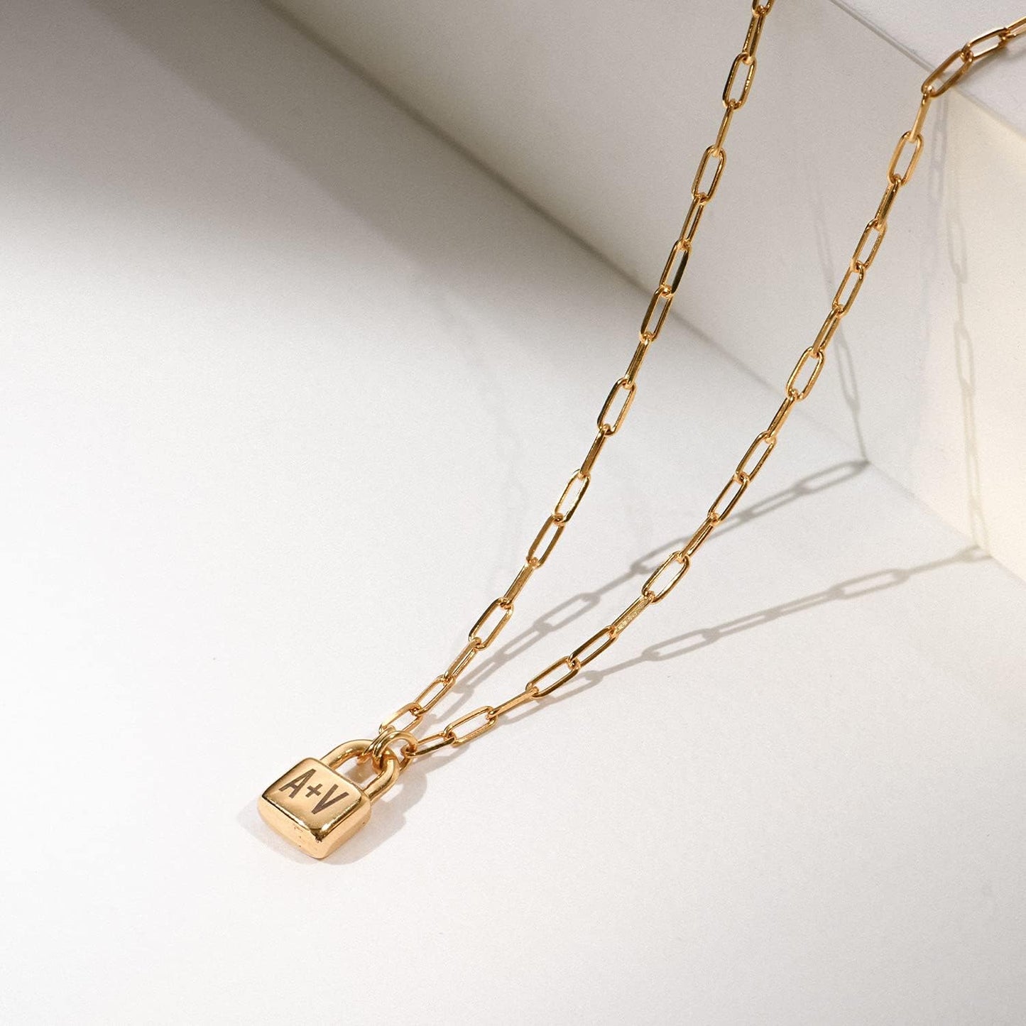 OAK & LUNA - Personalized Initial Lock Necklace with Diamond Options