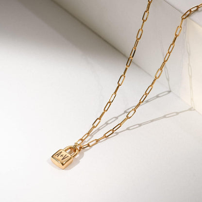 OAK & LUNA - Personalized Initial Lock Necklace with Diamond Options